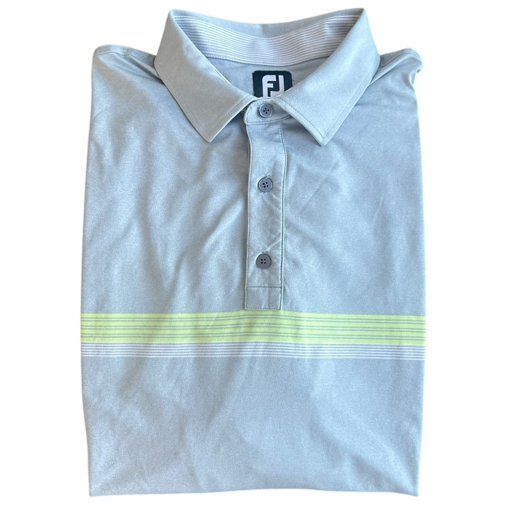 FootJoy Men’s Performance Golf Polo Size XL Grey with Green Stripes